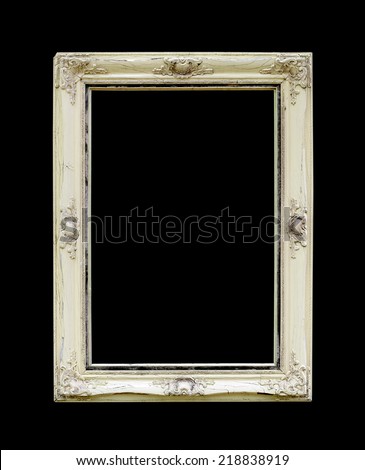Old picture frame isolated on black background