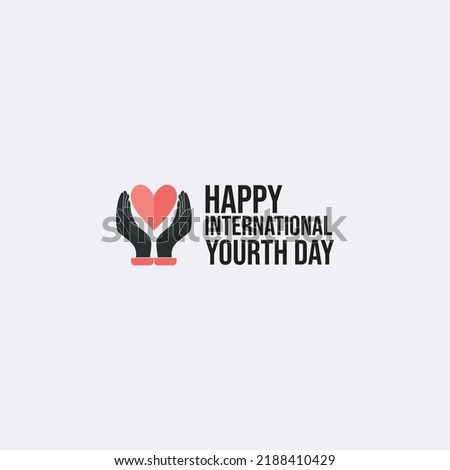 design vector grapich illustration of happy international yourth day logo. whit heart and hand icon.