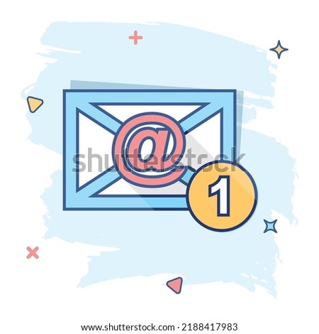 Vector cartoon email envelope message icon in comic style. Mail sign illustration pictogram. Envelope business splash effect concept.