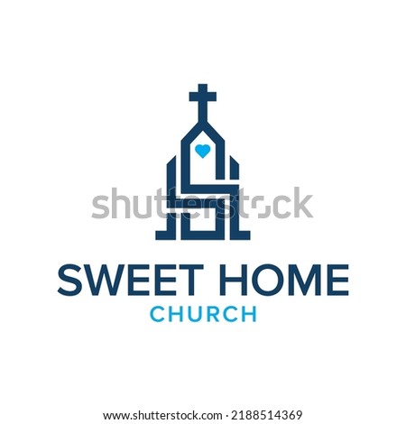 Initial SH  be church shape wtth cross on top logo design