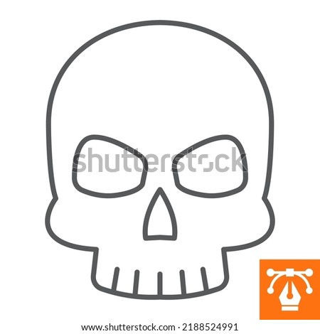 Skull line icon, outline style icon for web site or mobile app, halloween and dead, cranium vector icon, simple vector illustration, vector graphics with editable strokes.