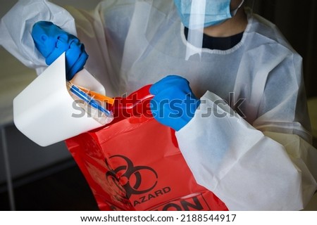 Safe disposal of biological waste Royalty-Free Stock Photo #2188544917