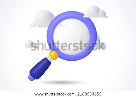 3d magnifier Magnifying glass, 3d search icon, optical search in 3d cartoon style. device for research, analysis and search ideas. lens for magnifying and observing small objects, VECTOR illustration  Royalty-Free Stock Photo #2188553655