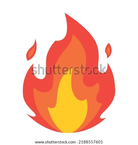 Fire flame symbol sign isolated on white background. Vector fire design  emoji.