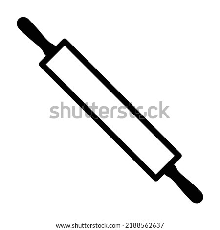 Rolling pin or roller line art vector icon for cooking apps and websites