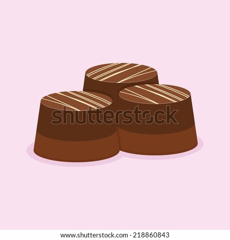 a group of delicious chocolates with white cream on a pink background
