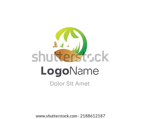Simple colorful garden farmer logo
