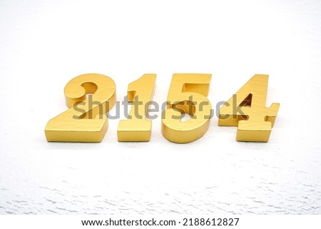   Number 2154 is made of gold painted teak, 1 cm thick, laid on a white painted aerated brick floor, visualized in 3D.                                     