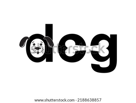 Black and white dog logo letters isolated on white background