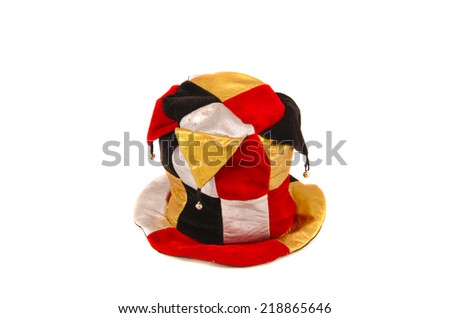 colorful clown harlequin cap isolated on white background