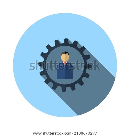 Teamwork Icon. Flat Circle Stencil Design With Long Shadow. Vector Illustration.
