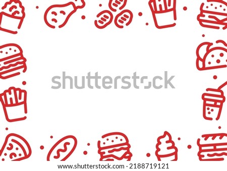 Fast food pattern background for graphic design.A-size horizontal frame.