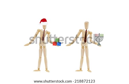Christmas and Kwanzaa Mannequins isolated on white background