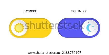 Switch element button for light or dark theme. Digital toggle symbol. Day night mode icon for application. Indicator for smartphone. Frontend control realistic vector illustration on white Royalty-Free Stock Photo #2188732107