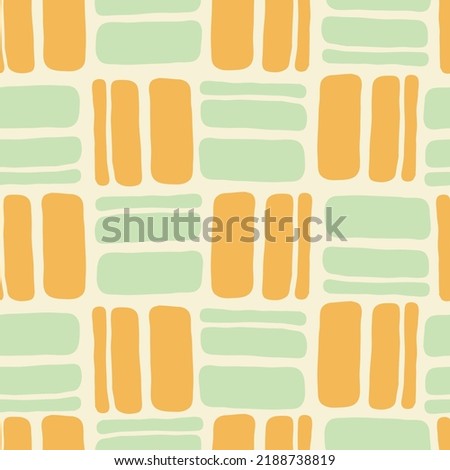 Geometric seamless abstract vector pattern with repeating rectangles and squares. Colourful composition style design for print, backdrop, background, textile, fabric products, wrapping and wall paper.