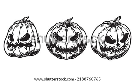 3 set of scary pumpkins for haloween carnival