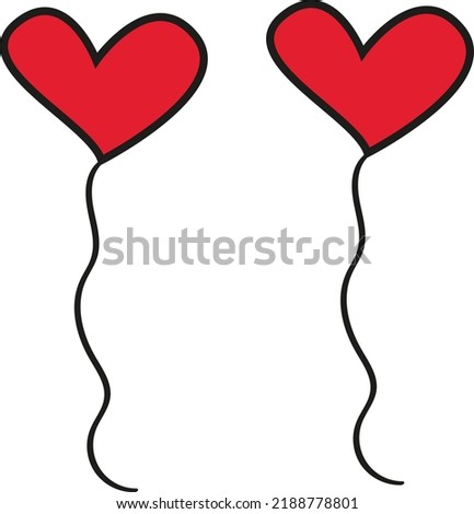 Vector illustration with transparent background, of red balloons in the shape of a heart. Hearts for Valentine's cards. Couple and filial love. Friendship 