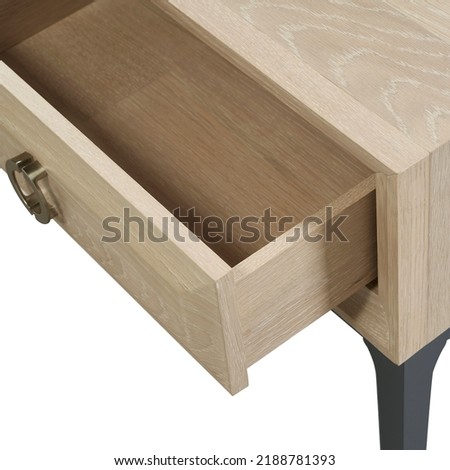 The drawer detail of side table isolated on the white background