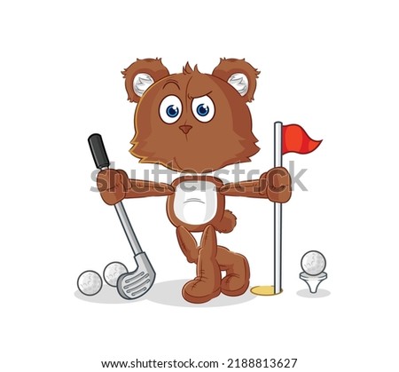 the bear playing golf vector. cartoon character