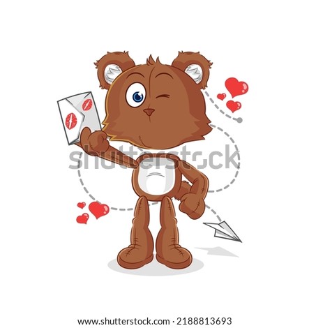 the bear hold love letter illustration. character vector