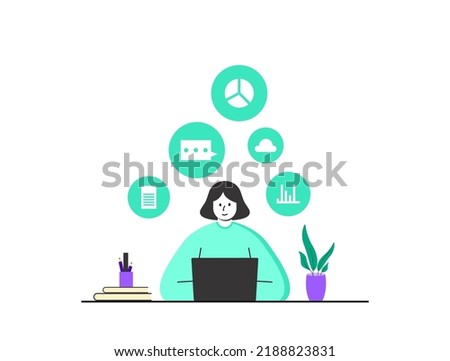 woman working on statistic economy finance