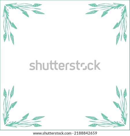 Green turquoise ornamental frame, decorative border for greeting cards, banners, business cards, invitations, menus. Isolated vector illustration.