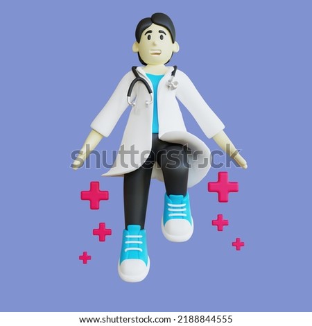 Stylized 3D Flying Doctor Illustration