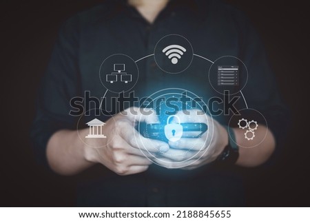 Internet network security concept with people use smartphone connect internet.