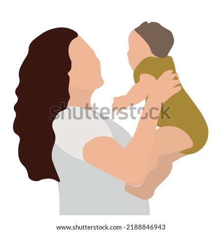Mother with cute baby on white background