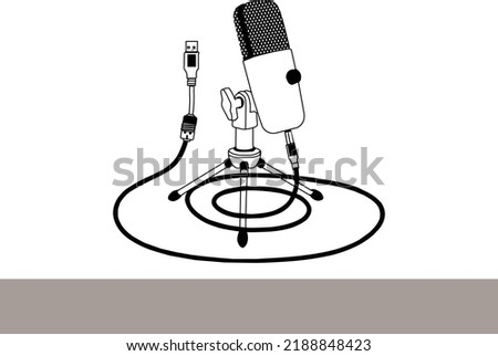 Microphone icons set. vector illustration. Headphones and retro microphone icon set over white background, silhouette style, vector illustration. microphone vector illustrator line art design black