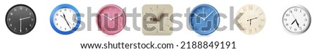 Set of different clocks on white background Royalty-Free Stock Photo #2188849191