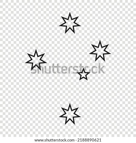 Southern Cross, Thin line emblem of Australia. National symbol on transparent background