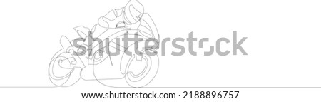 One continuous line drawing of moto racer. Super bike racing concept. Vector illustration.
