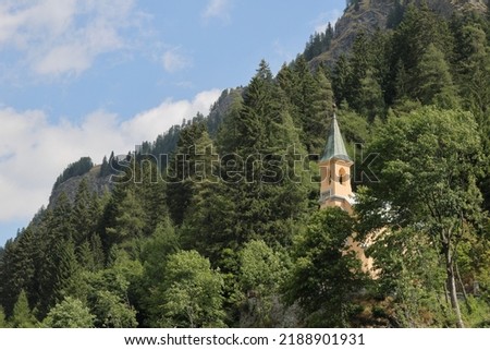 old church in mountains in gressoney village in italy