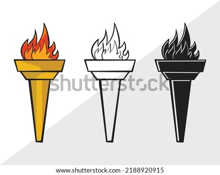 Burning Torch Clipart SVG Printable Vector Illustration