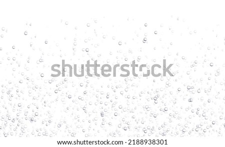Underwater fizzing bubbles, soda or champagne carbonated drink, sparkling water isolated on white background. Effervescent drink. Aquarium, sea, ocean bubbles vector illustration. Royalty-Free Stock Photo #2188938301