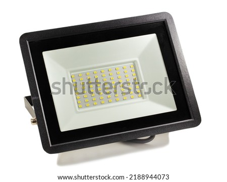 LED spotlight isolate on white background. Сlose-up picture of electric led light.