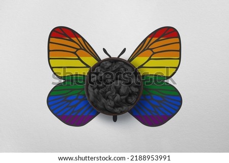 Patriotic background with butterfly wings in colors of LGBT flag. Photography and marketing digital backdrop.