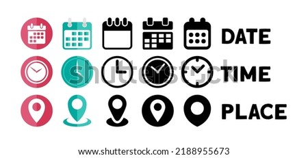 Date, Time, Address or Place Icons Symbol Royalty-Free Stock Photo #2188955673