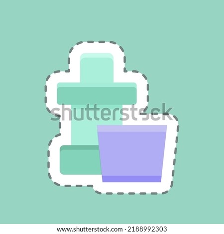 Sticker line cut Mouthwash. suitable for medicine symbol. simple design editable. design template vector. simple illustration