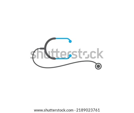 Stethoscope Logo sign icon symbol Design Line Art Style. Medical Health care Logotype. Vector illustration template