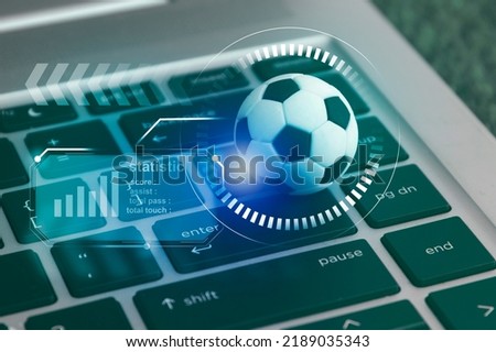football data analytics and soccer manager tactics and planning information, online sport betting Royalty-Free Stock Photo #2189035343