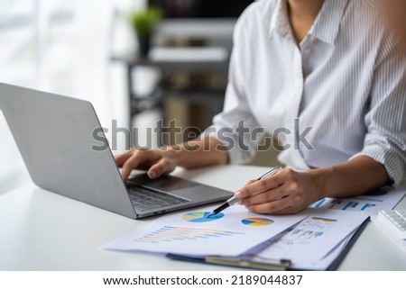 Business Documents, Auditor businesswoman checking searching prepare paperwork or report for analysis TAX time, accountant Documents data contract partner deal in the workplace office
