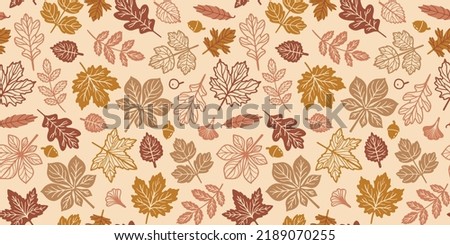 Fall leaves seamless vector pattern for fabric, wallpaper and wrapping paper Royalty-Free Stock Photo #2189070255