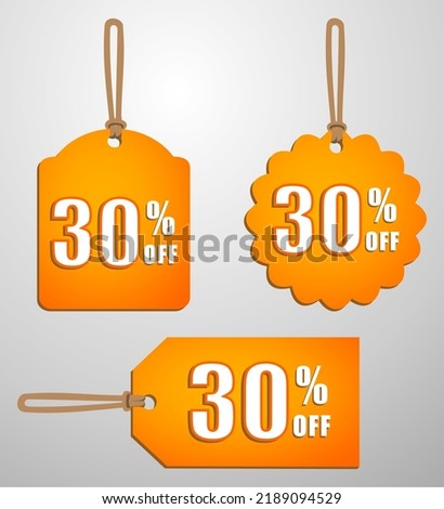 30 percent discount orange tags for promotion and offers