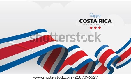 Costa Rica National Day greeting banner with waving national flag on white cloud vector illustration Royalty-Free Stock Photo #2189096629
