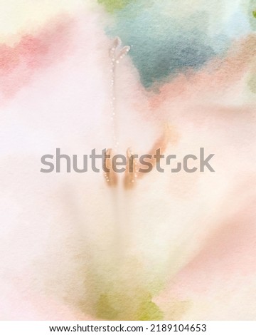 Delicate flower watercolor painting macro close inside of pink flower petals.