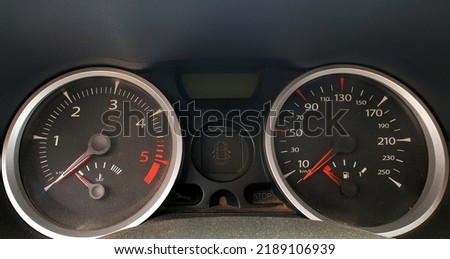 Car dashboard automobile control panel speed display Royalty-Free Stock Photo #2189106939