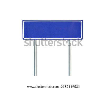 blue road signage isolated on white background