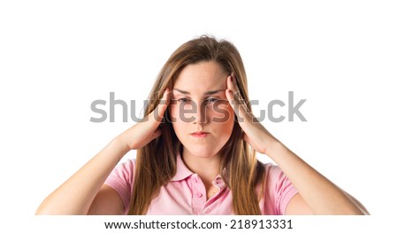 frustrated girl over isolated white background